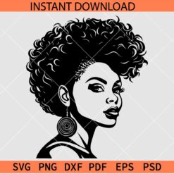 African American Woman earrings Vector SVG, African American Woman Stencil SVG