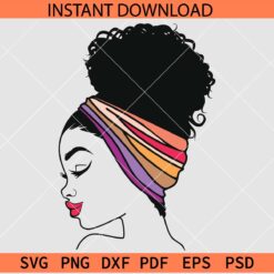 Afro Woman with head Band SVG, Beautiful Afro woman lipstick SVG