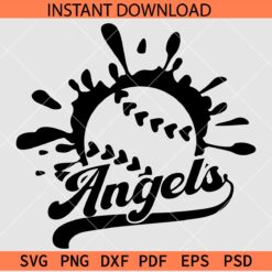Angels Baseball Ball Splash SVG, Splash Baseball Ball SVG