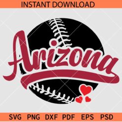Arizona Baseball Hearts SVG, Arizona Baseball Ball Vector SVG