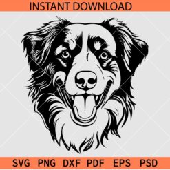 Australian Shepherd Head SVG, Australian Shepherd Dog Breed SVG