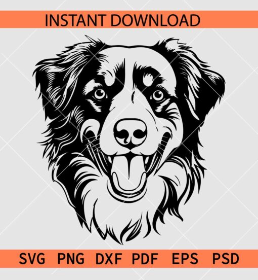 Australian Shepherd Head SVG, Australian Shepherd Dog Breed SVG
