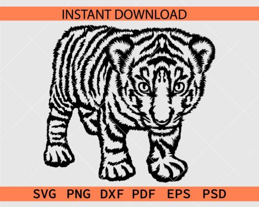 Baby Tiger Standing SVG, Baby Tiger Vector SVG