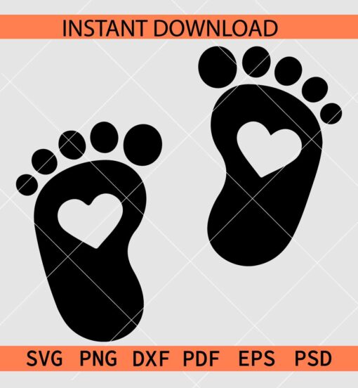 Baby feet Heart Symbol SVG, Baby feet Love Symbol Vector SVG