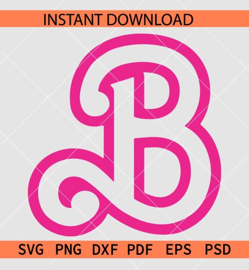 Barbie B Logo Line Art SVG, Barbie Logo Sketch SVG