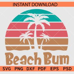 Beach Bum SVG, Retro Circle and Palm Tree Beach Bum SVG