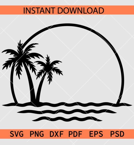 Beach Scenery SVG, Beach Scenery Vector SVG, Beach Scenery Stencil SVG