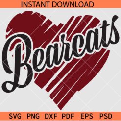 Bearcats sports Scribble Heart Symbol SVG, Bearcats sports Distressed Heart Symbol Vector SVG