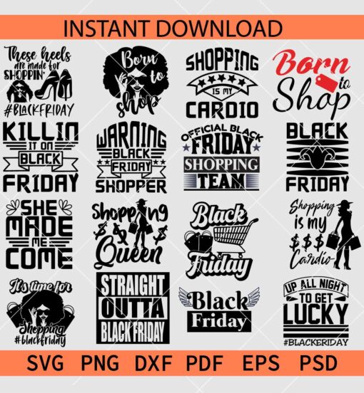 Black Friday Bundle SVG, Born to Shop SVG, Black Friday Shopping Bundle SVG