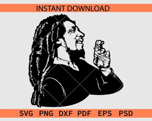 Bob Marley Portrait Vector SVG, Bob Marley Smoking Stencil SVG