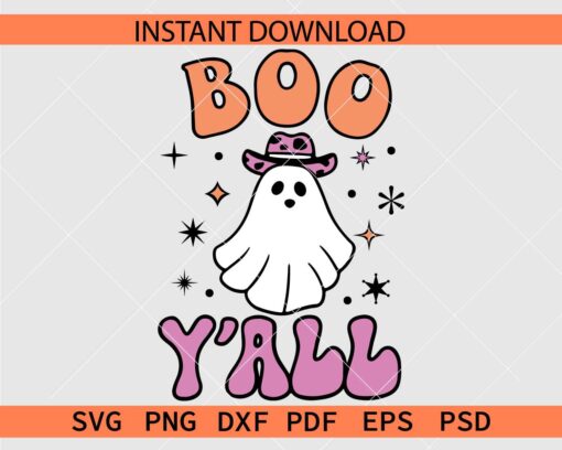 Boo Y'all Ghost with Cowboy Hat SVG