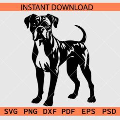 Boxer Dog Standing Stencil SVG, Boxer Dog Breed Standing Décor SVG