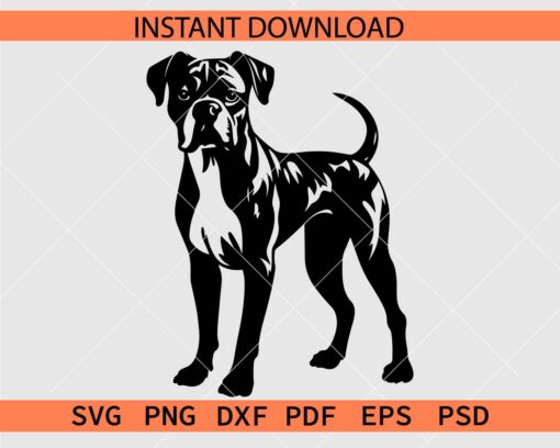 Boxer Dog Standing Stencil SVG, Boxer Dog Breed Standing Décor SVG