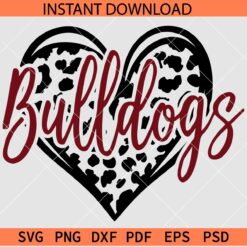 Bulldogs inside Leopard Prints Heart SVG, Cheetah Prints Love Symbol Bulldogs SVG