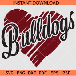 Bulldogs inside Scribble Heart SVG, Bulldogs Love Symbol SVG, The Bulldogs SVG