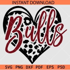 Bulls inside Leopard Prints Heart SVG, Cheetah Prints Love Symbol Bulls SVG