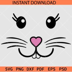 Bunny Face SVG, Rabbit Face SVG, Easter Bunny Face SVG