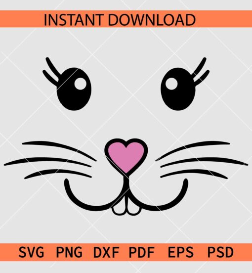Bunny Face SVG, Rabbit Face SVG, Easter Bunny Face SVG