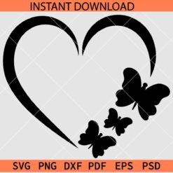 Butterflies Heart Symbol SVG, Heart Symbol Butterflies Silhouette SVG