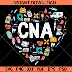 CNA heart with medical objects SVG, Medical Objects Love Symbol CNA SVG