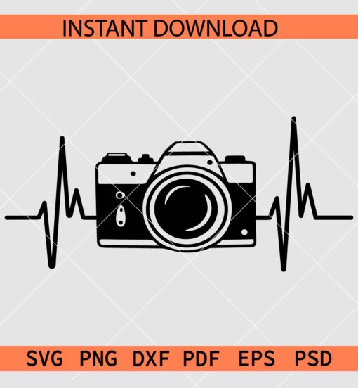 Camera Heart Beat Silhouette SVG, Camera Heart Rate SVG