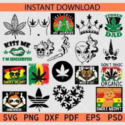 Cannabis Bundle SVG, Weed Leaf Décor Bundle SVG, Stoner Dad Hat SVG