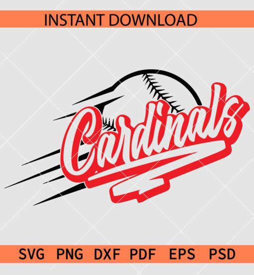 Cardinals Baseball Ball in Motion SVG, Moving Cardinals Baseball Ball SVG