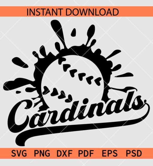 Cardinals Splash Baseball SVG, Baseball Ball Splash Cardinals SVG, Cardinals Baseball SVG