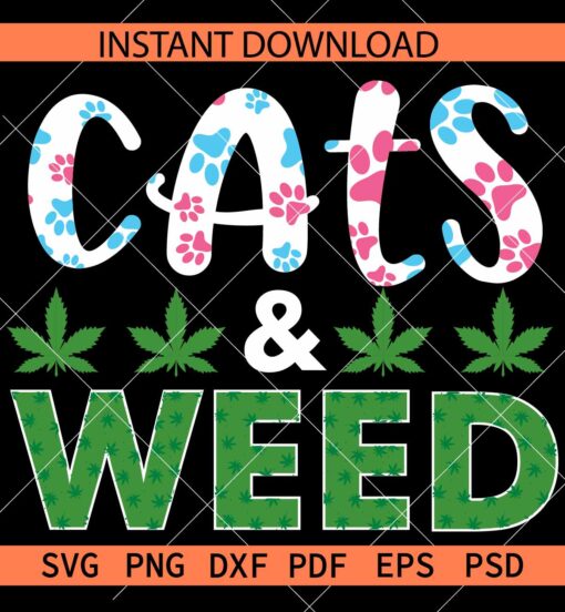 Cats and weed SVG, Cat Paw and weed SVG, 420 Cat SVG