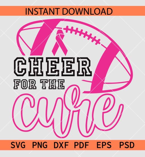 Cheer for the cure Football Ball with Ribbon SVG