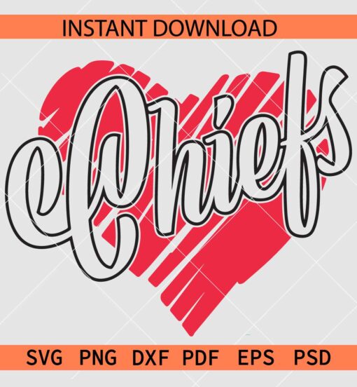 Chiefs inside Scribble Heart SVG, Chiefs Heart Sports Décor SVG