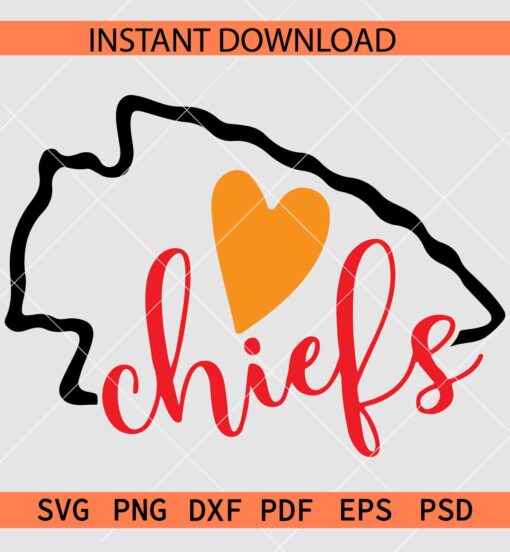 Chiefs logo heart SVG, Kansas City Chiefs Logo with Love Symbol SVG