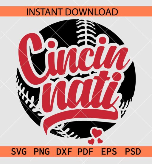 Cincinnati Baseball Ball SVG, Cincinnati Baseball SVG, Cincinnati Sports SVG