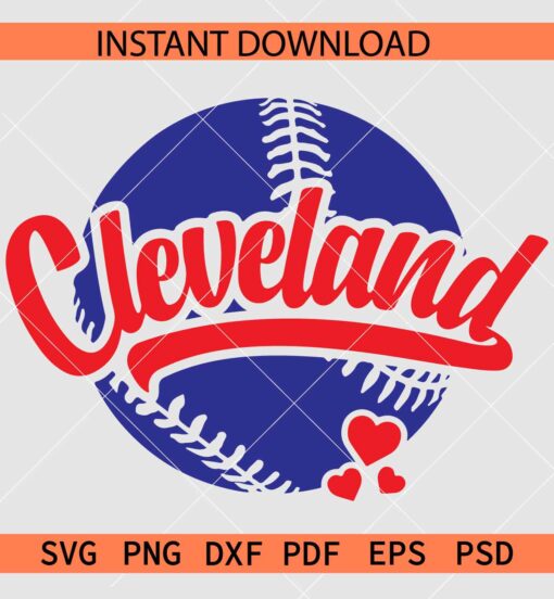 Cleveland Baseball Ball SVG, Cleveland Baseball SVG, Cleveland Sports SVG