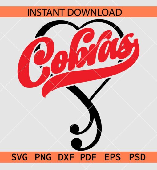 Cobras Inside heart Sports SVG, Team Cobras Heart SVG