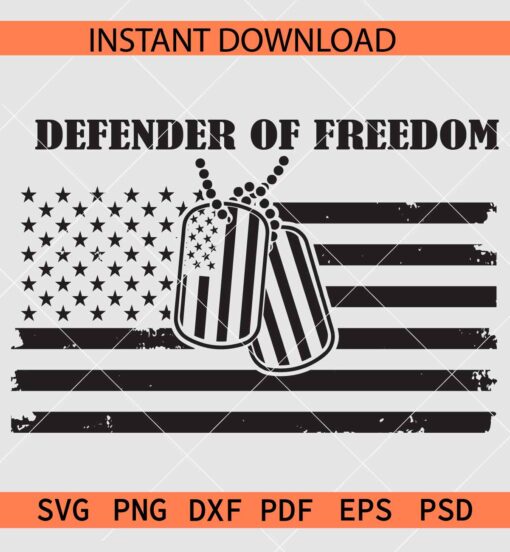 Defender of Freedom US Flag SVG, Defender of Freedom Veteran Badge SVG