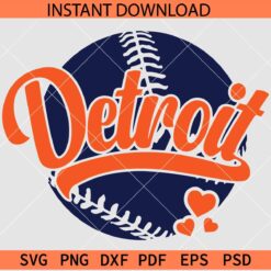 Detroit Baseball Ball Vector SVG, Detroit Baseball Ball Décor SVG