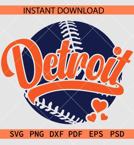 Detroit Baseball Ball Vector SVG, Detroit Baseball Ball Décor SVG