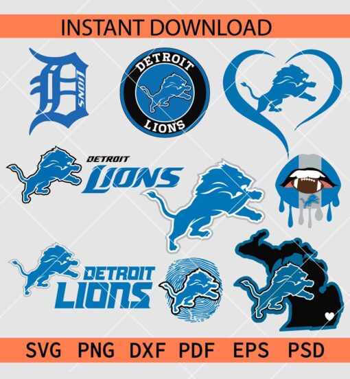 Detroit Lions Bundle SVG, Detroit Lions Logo Bundle SVG