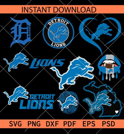 Detroit Lions Bundle SVG, Detroit Lions Logo Bundle SVG