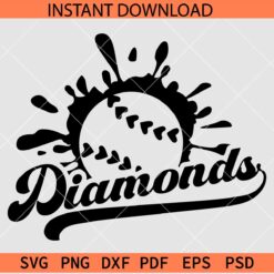 Diamonds baseball splash SVG, Team Diamonds Splash Baseball Ball SVG