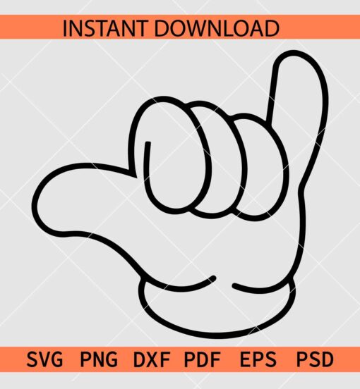 Disney Shaka Hand SVG, Cartoon Shaka Hand SVG, Mickey Mouse Shaka Hand SVG