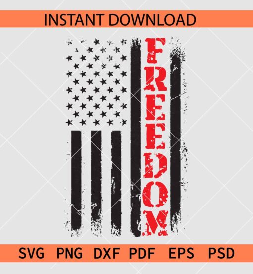 Distressed Freedom Flag SVG, Freedom Grunge Flag SVG, Rugged US Flag Freedom SVG