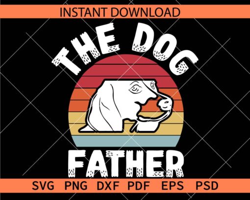 Dog Head Inside Retro Circle The Dog Father Décor SVG