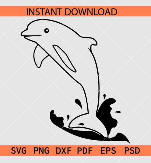 Dolphin Plash Drawing SVG, Dolphin Plash Vector SVG, Dolphin Plash Décor SVG