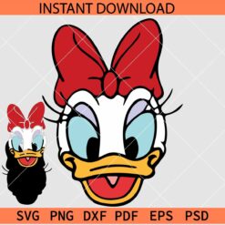 Donald Duck with Bow SVG, Donald Duck Face SVG, Girl Donald Duck Layered SVG