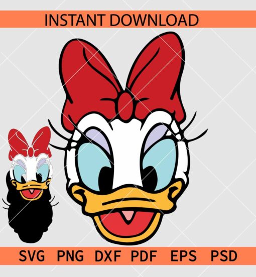 Donald Duck with Bow SVG, Donald Duck Face SVG, Girl Donald Duck Layered SVG