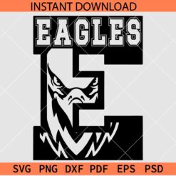 Eagles in letter E SVG, Eagles face inside letter E SVG, The Eagles Letter E SVG