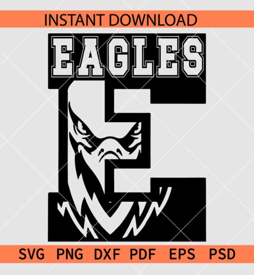 Eagles in letter E SVG, Eagles face inside letter E SVG, The Eagles Letter E SVG