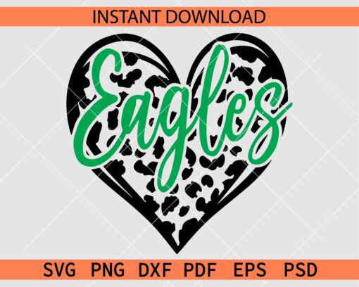 Eagles inside Leopard Prints Heart SVG, Cheetah Prints Heart Eagles SVG